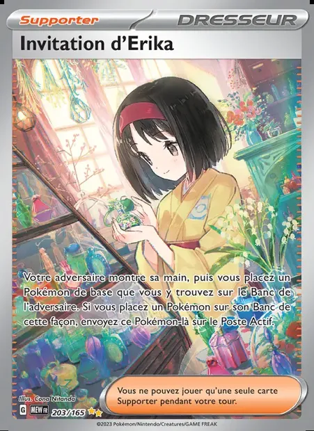Invitation d'Erika, carte Pokémon MEW 203 — extension 151