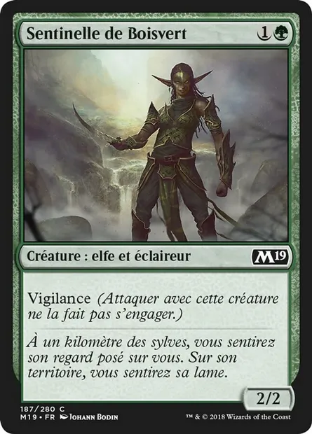 Sentinelle de Boisvert, carte Magic M19 187 — extension Core Set 2019