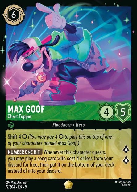 Max Goof - Chart Topper, Disney Lorcana card CH9-077 — Fabled set