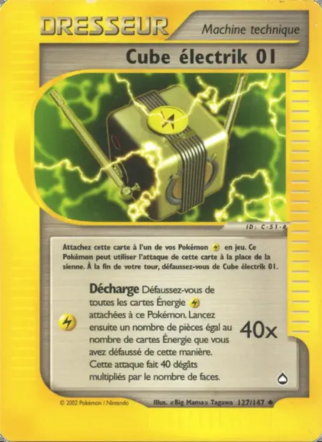 Cube électrik 01, carte Pokémon AQ 127 — extension Aquapolis