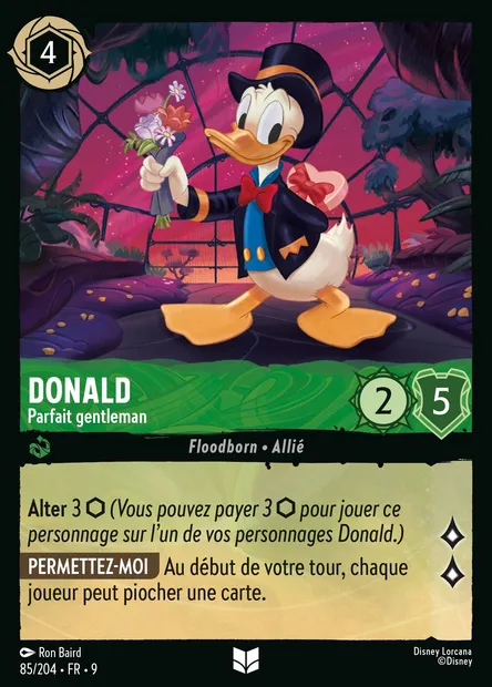 Donald - Parfait gentleman, carte Disney Lorcana CH9-085 — extension Fabuleux