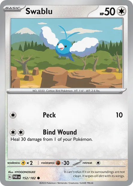 Swablu, Pokémon card PAR 152 — Paradox Rift set