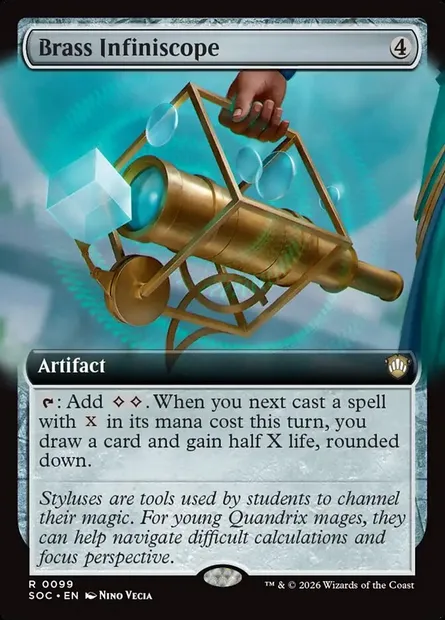 Brass Infiniscope, Magic card SOC 99 — Secrets of Strixhaven Commander set