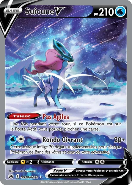Suicune V, carte Pokémon CRZ GG38 — extension Zénith Suprême