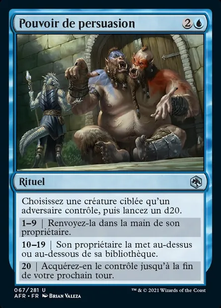 Pouvoir de persuasion, carte Magic AFR 67 — extension Forgotten Realms: Aventures dans les Royaumes Oubliés