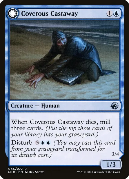 Covetous Castaway // Ghostly Castigator, Magic card MID 45 — Innistrad: Midnight Hunt set