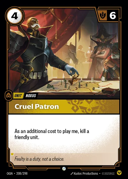 Cruel Patron, carte Riftbound OGN 208 — extension Origins