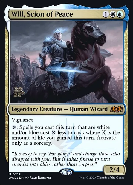 Will, scion de la paix, carte Magic PWOE 218s — extension Wilds of Eldraine Promos
