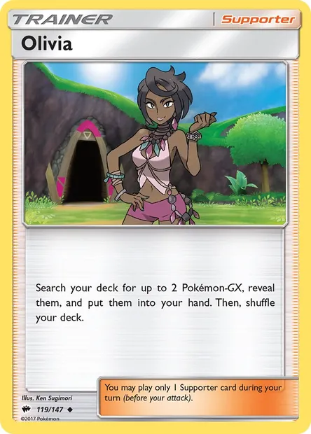 Olivia, Pokémon card BUS 119 — Burning Shadows set