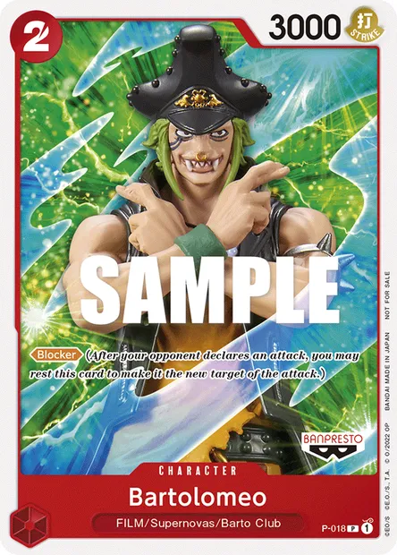 Bartolomeo, carte One Piece P-018 — extension Carte promo