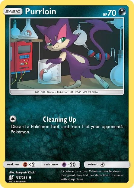 Purrloin, Pokémon card UNM 135 — Unified Minds set