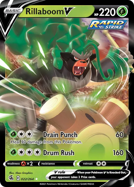 Rillaboom V, Pokémon card FST 22 — Fusion Strike set