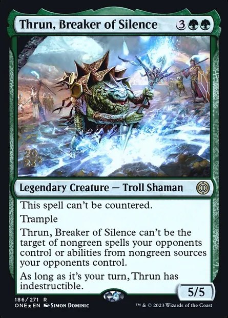 Thrun, briseur de silence, carte Magic PONE 186s — extension Phyrexia: All Will Be One Promos