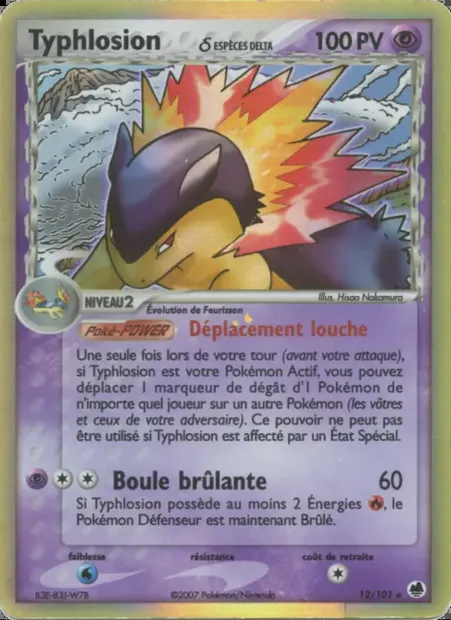 Typhlosion δ, carte Pokémon DF 12 — extension EX Île des Dragons