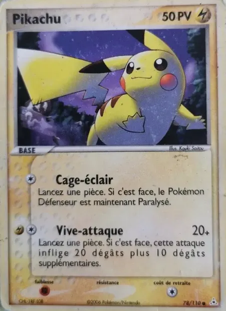 Pikachu, carte Pokémon HP 78 — extension EX Fantômes Holon