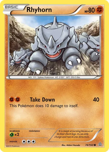 Rhyhorn, Pokémon card PRC 74 — Primal Clash set