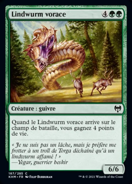 Lindwurm vorace, carte Magic KHM 187 — extension Kaldheim