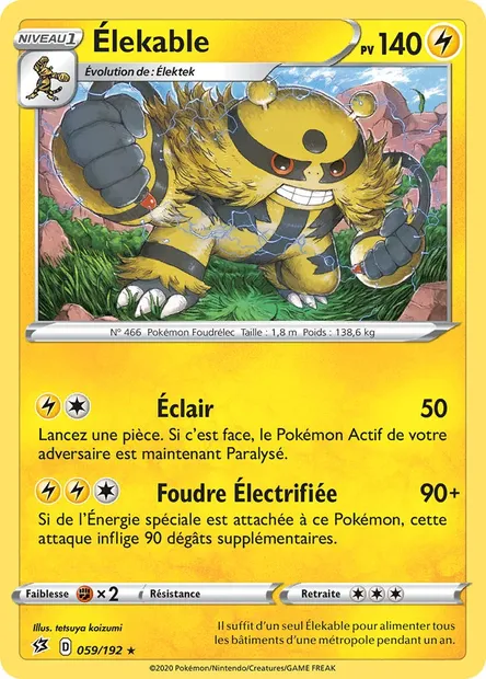 Élekable, carte Pokémon RCL 59 — extension Clash des Rebelles