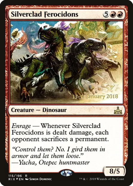 Silverclad Ferocidons, Magic card PRIX 115s — Rivals of Ixalan Promos set