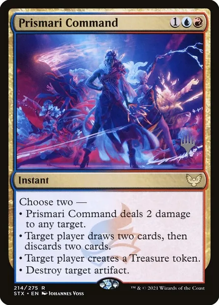 Commandement de Prismari, carte Magic PSTX 214p — extension Strixhaven: School of Mages Promos