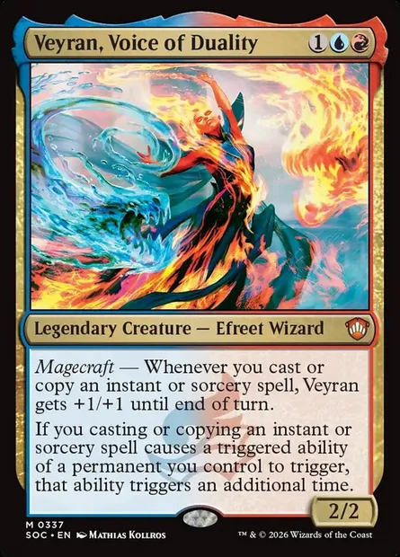 Veyran, Voice of Duality, Magic card SOC 337 — Secrets of Strixhaven Commander set
