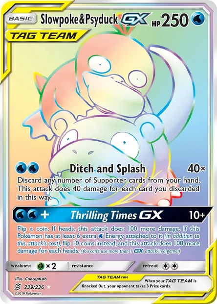 Slowpoke & Psyduck GX, Pokémon card UNM 239 — Unified Minds set