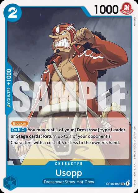 Usopp, One Piece card OP16-043 — THE TIME OF BATTLE set