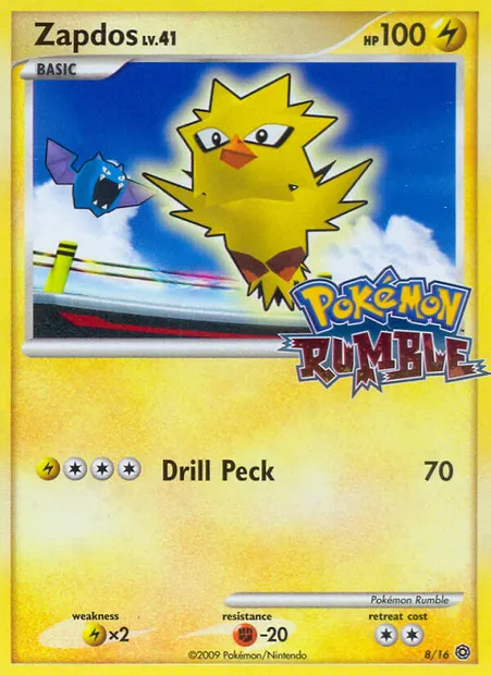Zapdos, Pokémon card RM 8 — Pokémon Rumble set