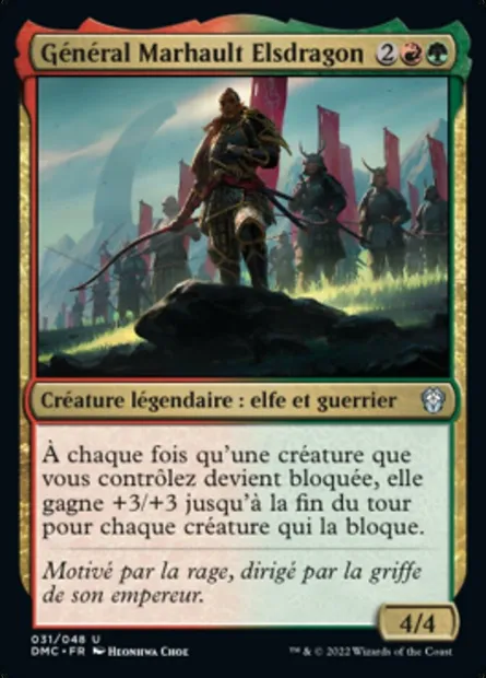 Général Marhault Elsdragon, carte Magic DMC 31 — extension Dominaria United Commander