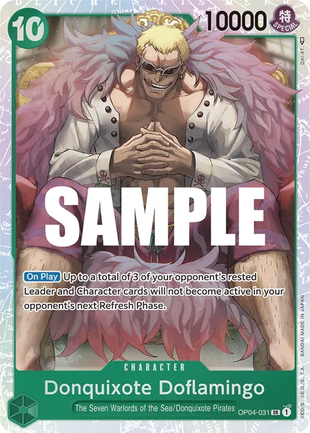 Donquixote Doflamingo, One Piece card OP04-031 — KINGDOMS OF INTRIGUE set