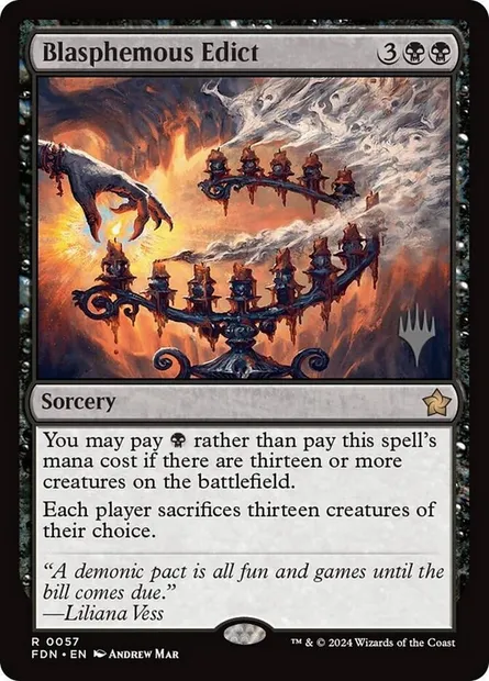 Blasphemous Edict, Magic card PFDN 57p — Foundations Promos set