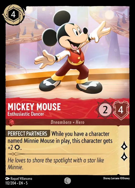 Mickey Mouse - Enthusiastic Dancer, Disney Lorcana card CH5-112 — Shimmering Skies set
