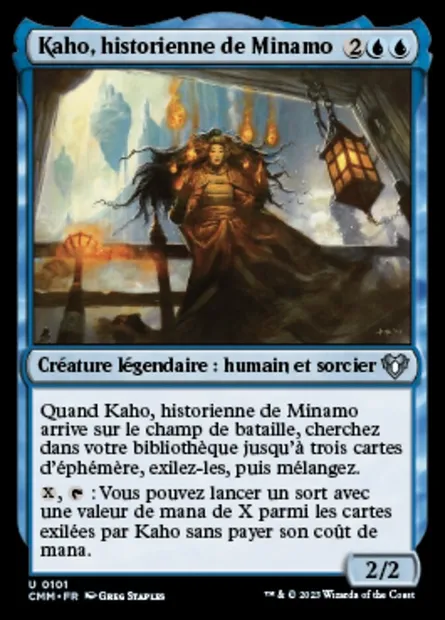 Kaho, historienne de Minamo, carte Magic CMM 101 — extension Commander Masters