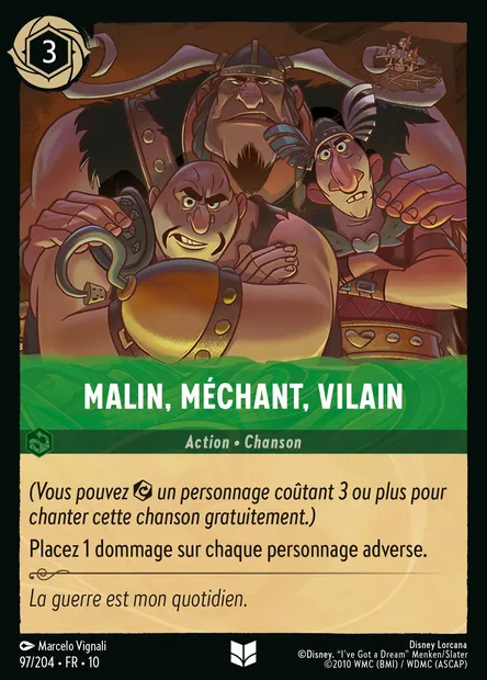 Malin, méchant, vilain, carte Disney Lorcana CH10-097 — extension Lueurs dans les Profondeurs