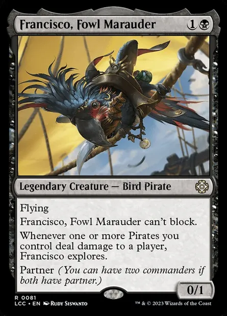 Francisco, Fowl Marauder, Magic card LCC 81 — The Lost Caverns of Ixalan Commander set
