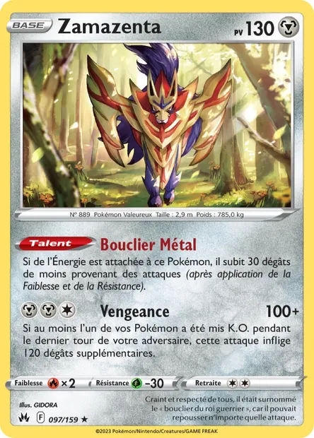 Zamazenta, carte Pokémon CRZ 097 — extension Zénith Suprême