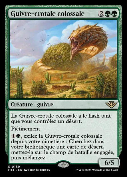 Guivre-crotale colossale, carte Magic OTJ 159 — extension Outlaws of Thunder Junction