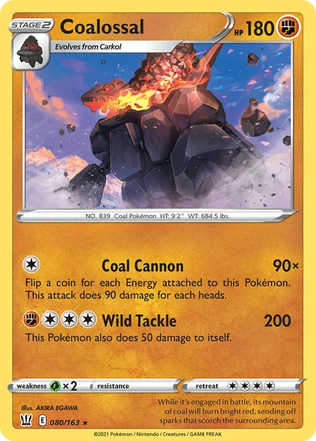 Coalossal, Pokémon card BST 80 — Battle Styles set