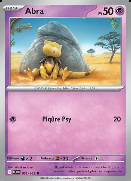 Abra, carte Pokémon MEW 063 — extension 151