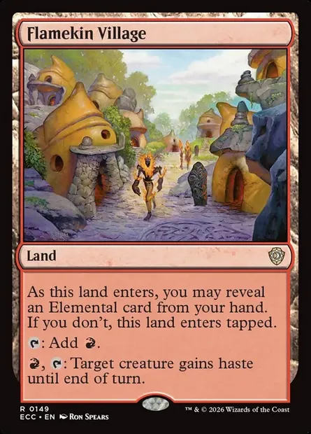 Flamekin Village, Magic card ECC 149 — Lorwyn Eclipsed Commander set