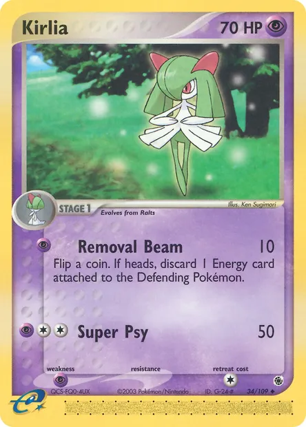 Kirlia, Pokémon card RS 34 — Ruby & Sapphire set