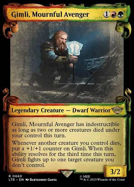 Gimli, vengeur éploré, carte Magic LTR 660 — extension Le Seigneur des Anneaux : chroniques de la Terre du Milieu