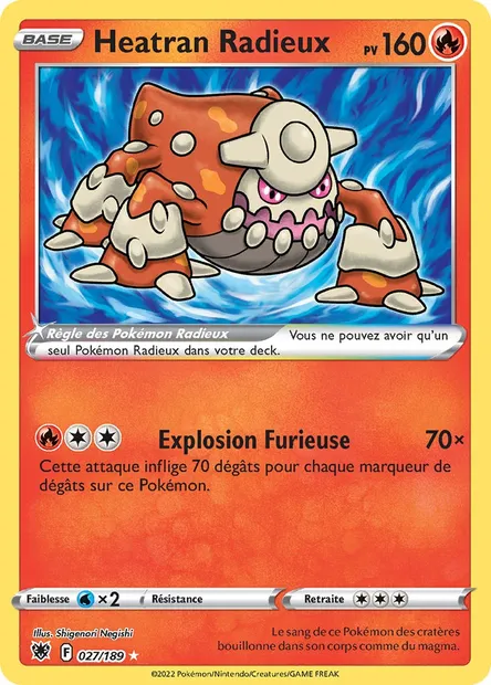 Heatran Radieux, carte Pokémon ASR 027 — extension Astres Radieux
