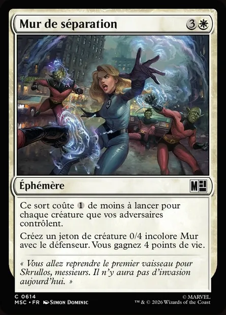 Mur de séparation, carte Magic MSC 614 — extension Marvel Super Heroes Commander