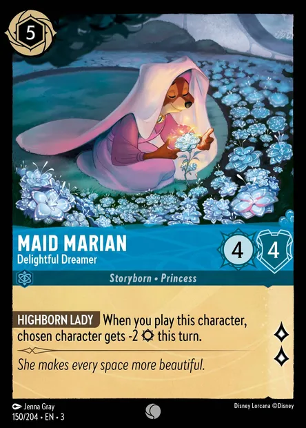 Maid Marian - Delightful Dreamer, Disney Lorcana card CH3-150 — Into the Inklands set