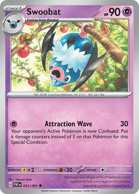 Swoobat, Pokémon card PAF 033 — Paldean Fates set