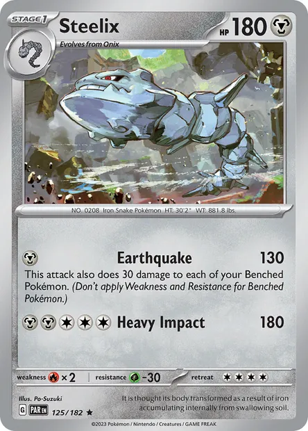 Steelix, Pokémon card PAR 125 — Paradox Rift set
