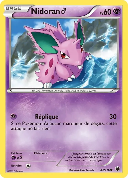 Nidoran♂, carte Pokémon PLF 43 — extension Glaciation Plasma