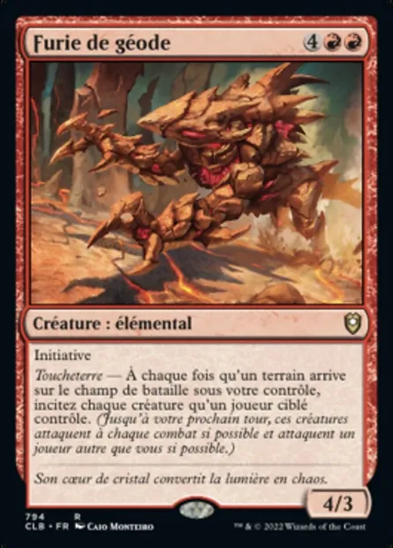 Furie de géode, carte Magic CLB 794 — extension Commander Légendes : la bataille de la Porte de Baldur