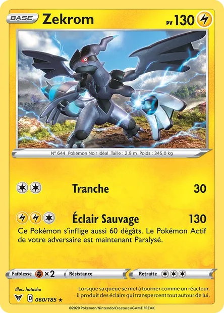 Zekrom, carte Pokémon VIV 60 — extension Voltage Éclatant